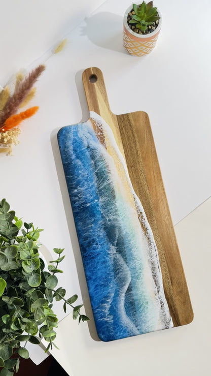 Cheese board, Charcuterie board, Ocean art, Ocean board, serving tray , cutting board, engagement gift, kitchen decor